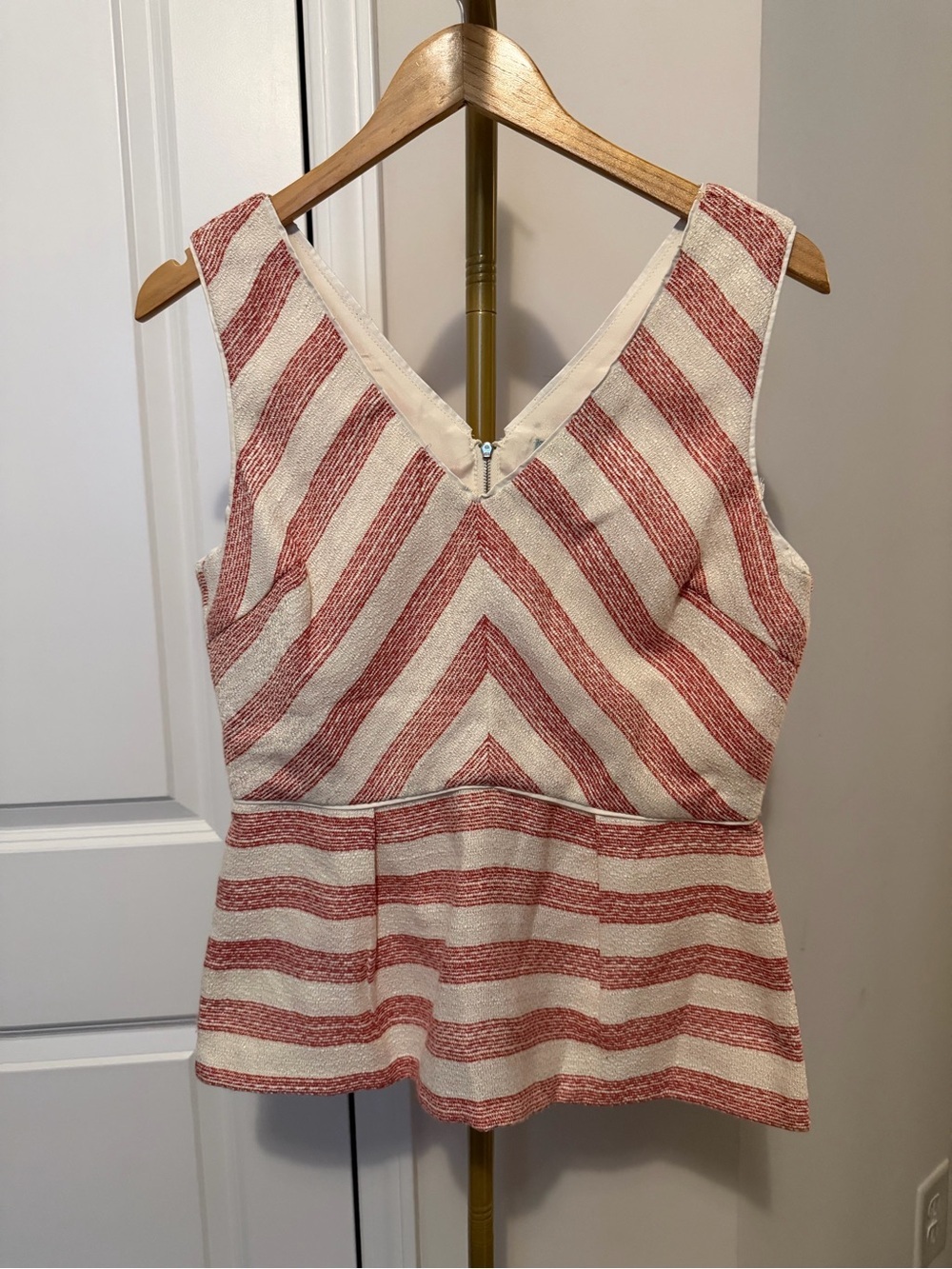 Skies Are Blue Red & Cream Tweed Top